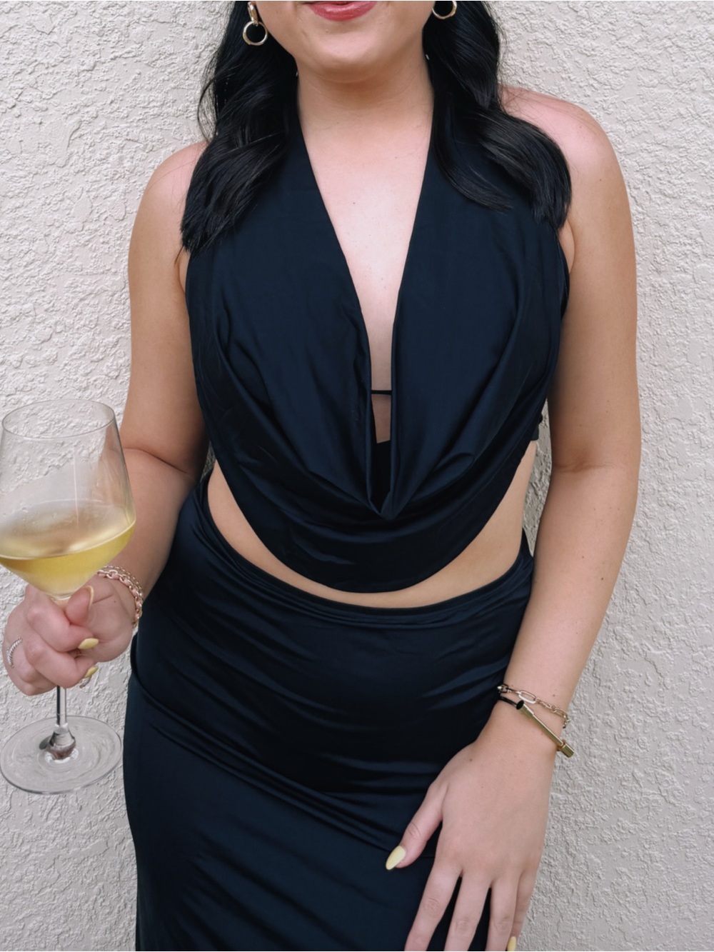 Princess Polly Tarsi Set - Black Maxi Skirt with Draped Halter Top